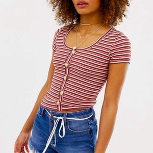 Hollister Henley Striped shirt with button front
